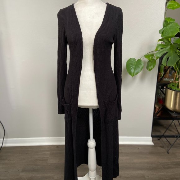 Heart and Hips Sweaters - Heart & Hips Long Ribbed Slit Sided Cardigan Sweater